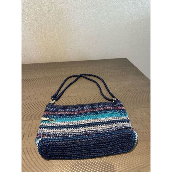 The Sak Hand Bag in beautiful Blue and Purple .  Measures 11 x 7.   21” handle - Picture 1 of 7